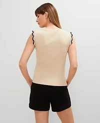 Ann Taylor Crochet Trim Ribbed Top Size 2XL Sands Edge Women's