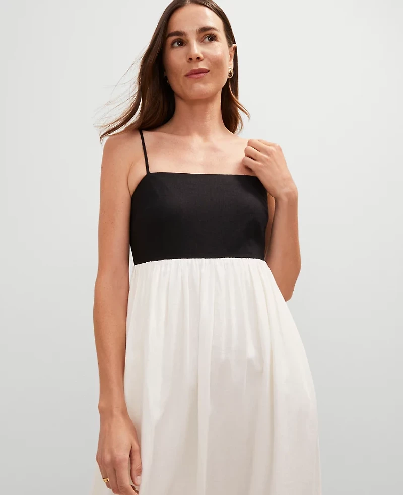 Ann Taylor Petite Strappy Linen Blend Maxi Dress Size 8 Winter White Women's