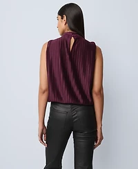 Ann Taylor Mock Neck Bubble Hem Top Size Medium Poised Plum Women's