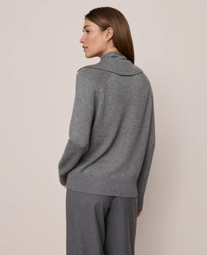 Ann Taylor Weekend Collection Layered Mock Neck Sweater Medium Heather Grey Women's