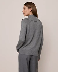 Ann Taylor Weekend Collection Layered Mock Neck Sweater Medium Heather Grey Women's