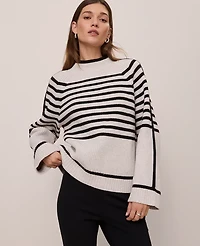 Ann Taylor Weekend Collection Striped Mock Neck Sweater Women's