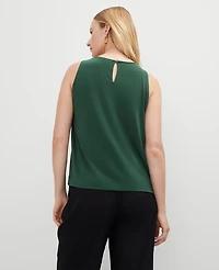 Ann Taylor Mixed Media Gathered Sleeveless Top Cypress Tree Women's