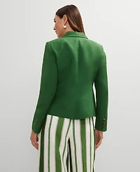 Ann Taylor The Petite Shorter One Button Blazer in Linen Blend Size 6 Leafy Green Women's