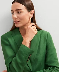 Ann Taylor The Shorter One Button Blazer Linen Blend Leafy Green Women's
