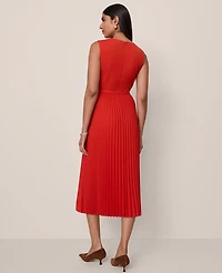 Ann Taylor Belted Pleated Midi Dress Women's