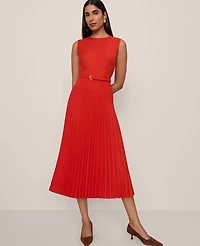 Ann Taylor Belted Pleated Midi Dress Women's