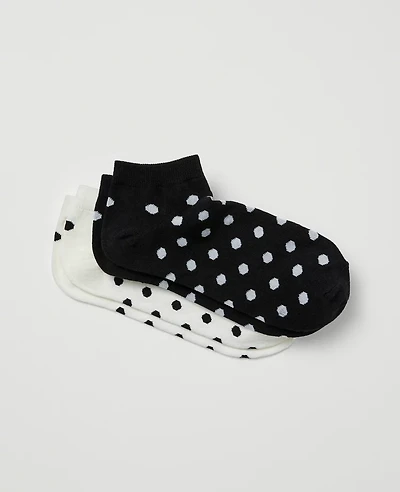 Ann Taylor Polka Dot Ankle Sock Set Black Women's