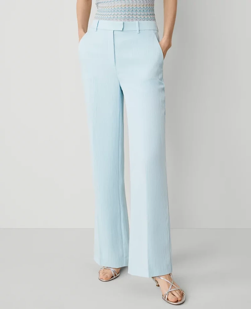 Ann Taylor The Petite Straight Trouser Twill Blue Glow Women's