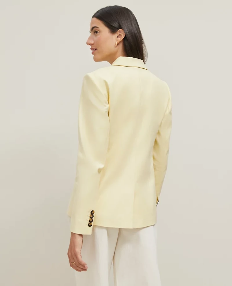 Ann Taylor The Petite Hutton Blazer Doubleweave Yellow Buttercream Women's