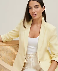 Ann Taylor The Petite Hutton Blazer Doubleweave Yellow Buttercream Women's