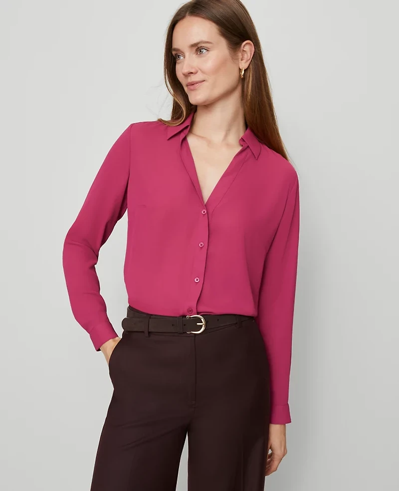 Ann Taylor Essential Shirt Berry Splash Women's