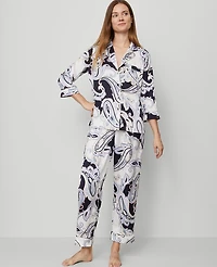 Ann Taylor Paisley Silk Pajama Set Night Sky Women's