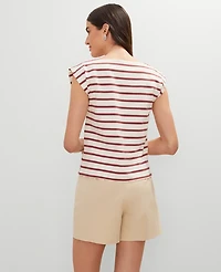 Ann Taylor Weekend Collection Striped Boatneck Top Apple Butter Women's