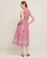 Ann Taylor Petite Floral Sleeveless Flare Shirtdress Orchid Glow Women's