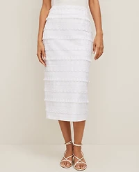Ann Taylor Petite Embroidered Column Midi Skirt White Women's