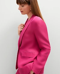 Ann Taylor Studio Collection One Button Fitted Long Blazer Size 6 Bright Petunia Women's