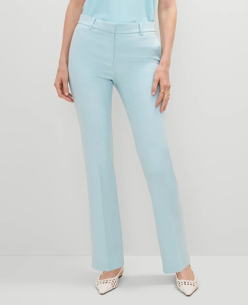 Ann Taylor The Sophia Straight Pant in Textured Drape Size 12 Gulf Stream Blue Women's