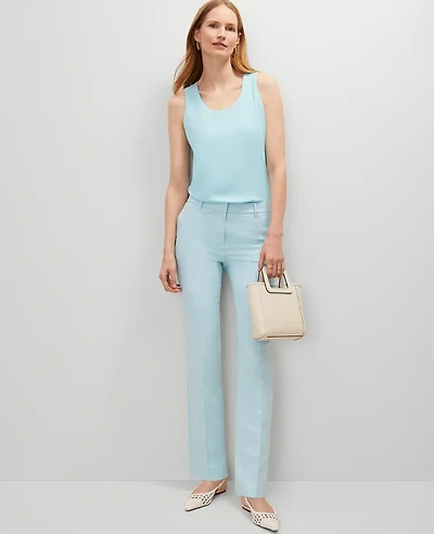 Ann Taylor The Sophia Straight Pant Textured Drape Gulf Stream Blue Women's