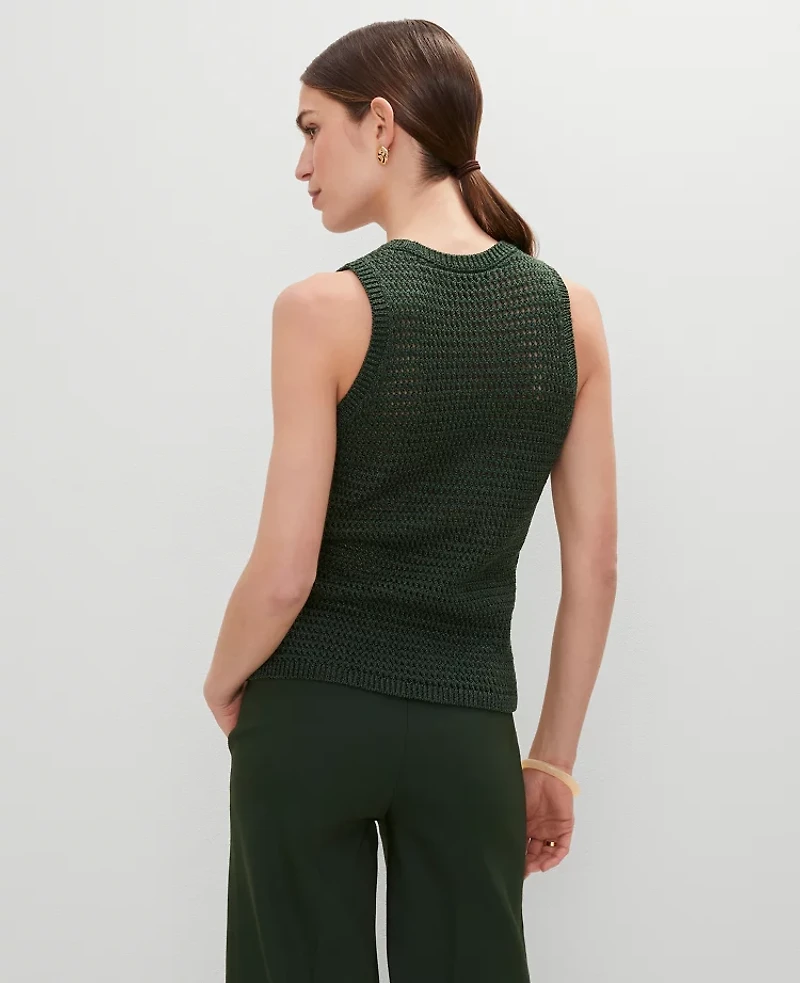 Ann Taylor Petite Open Stitch Sweater Shell Top Women's