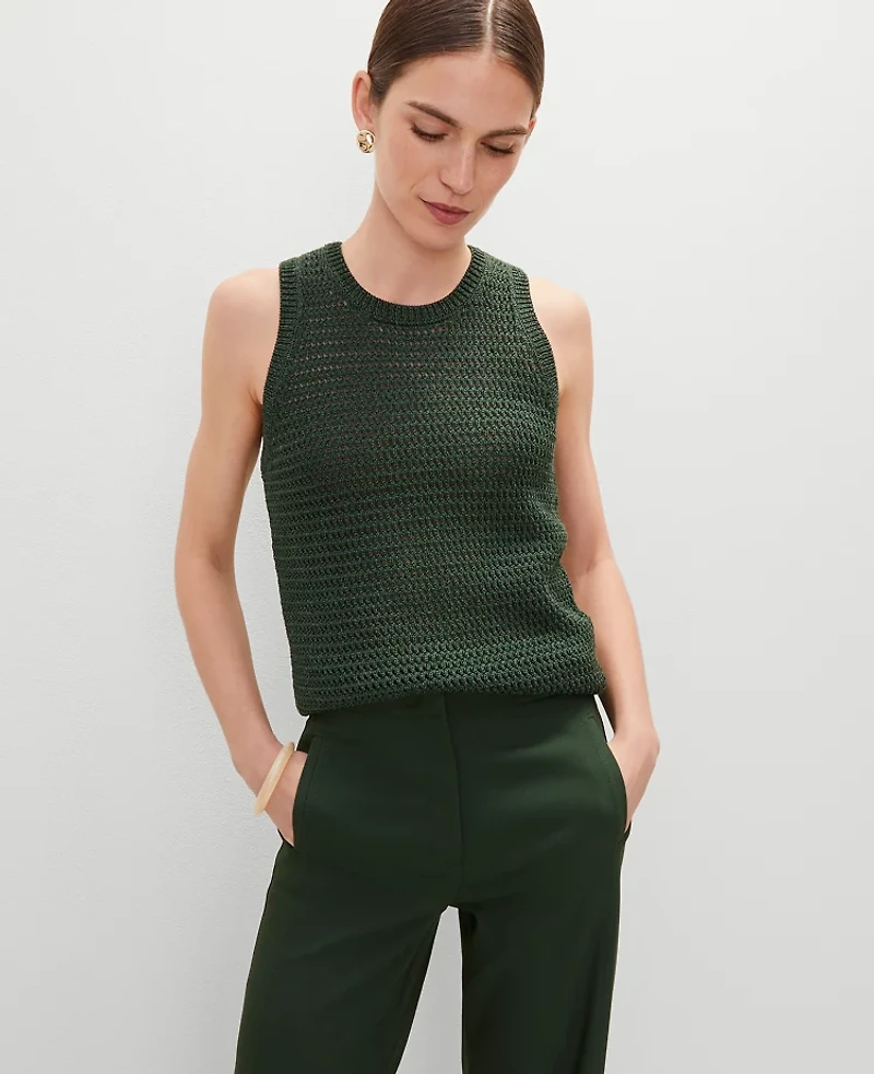 Ann Taylor Petite Open Stitch Sweater Shell Top Women's