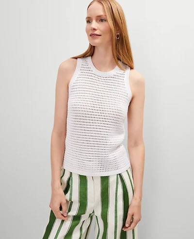 Ann Taylor Petite Open Stitch Sweater Shell Top Women's