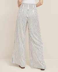 Ann Taylor The Petite Side Zip Wide-Leg Pant Twill White Women's