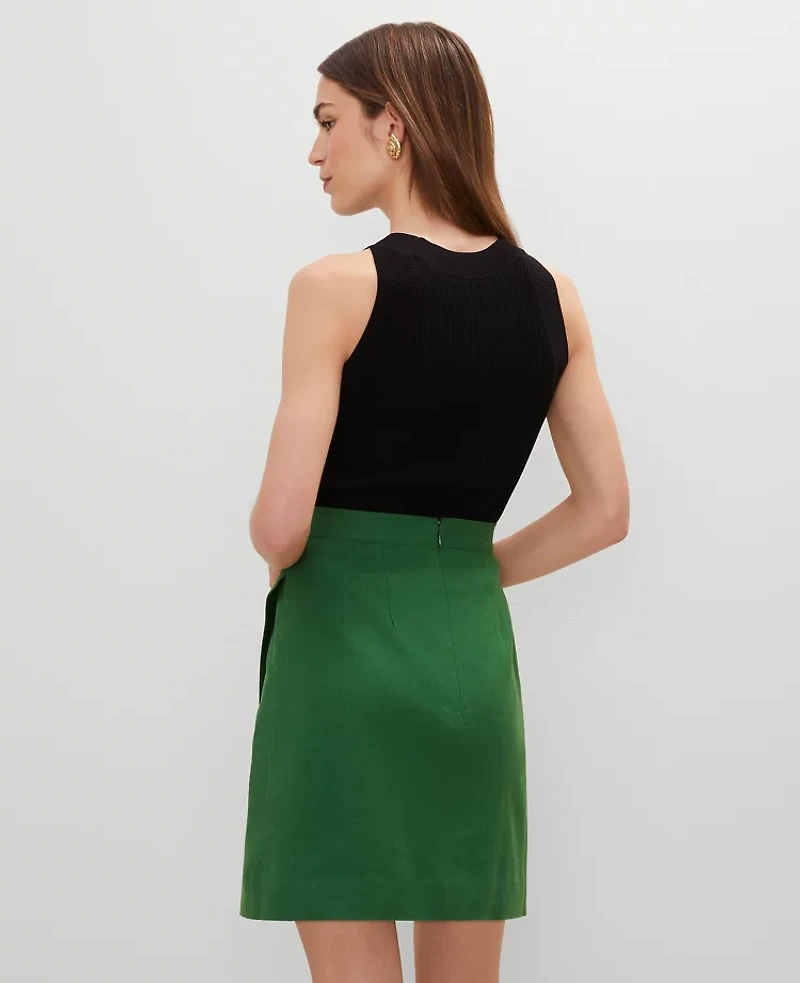 Ann Taylor Linen Blend Sarong Wrap Skirt Leafy Green Women's