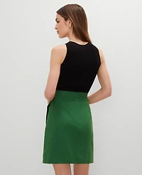 Ann Taylor Linen Blend Sarong Wrap Skirt Leafy Green Women's