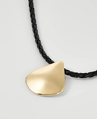 Ann Taylor Braided Rope Metal Pendant Necklace Black Women's