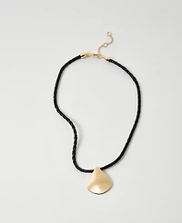 Ann Taylor Braided Rope Metal Pendant Necklace Black Women's