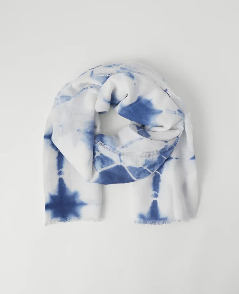 Ann Taylor Weekend Collection Dip Dye Linen Blend Scarf Zephyr Blue Women's