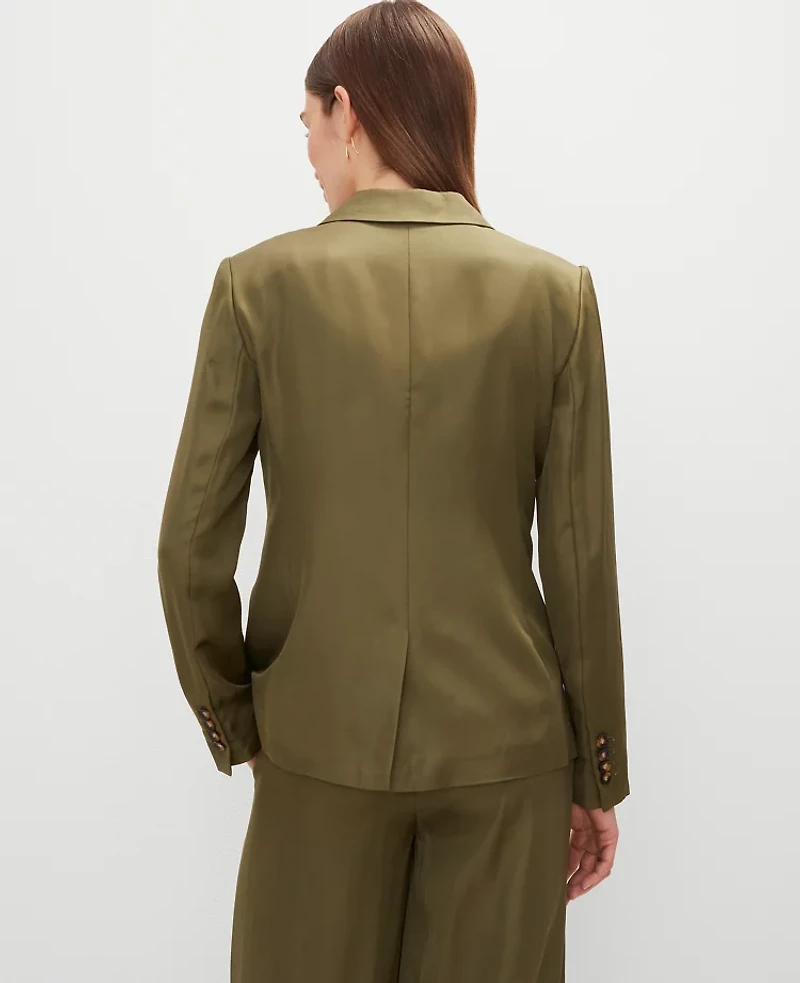 Ann Taylor The Petite Hutton Blazer Size 0 Moss Green Women's