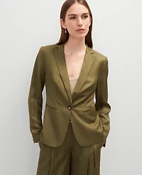 Ann Taylor The Petite Hutton Blazer Size 0 Moss Green Women's