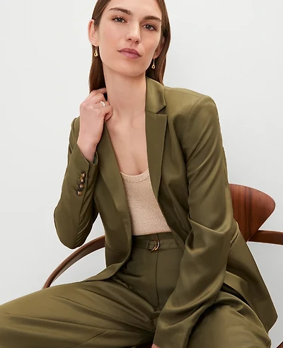 Ann Taylor The Petite Hutton Blazer Size 0 Moss Green Women's