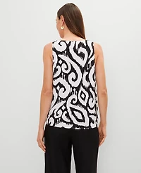 Ann Taylor Ikat Mixed Media Shell Top Black Women's