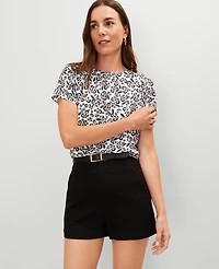 Ann Taylor Floral Mixed Media Crew Neck T-Shirt Black Women's