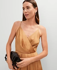 Ann Taylor Petite Draped Midi Sheath Dress Pecan Women's