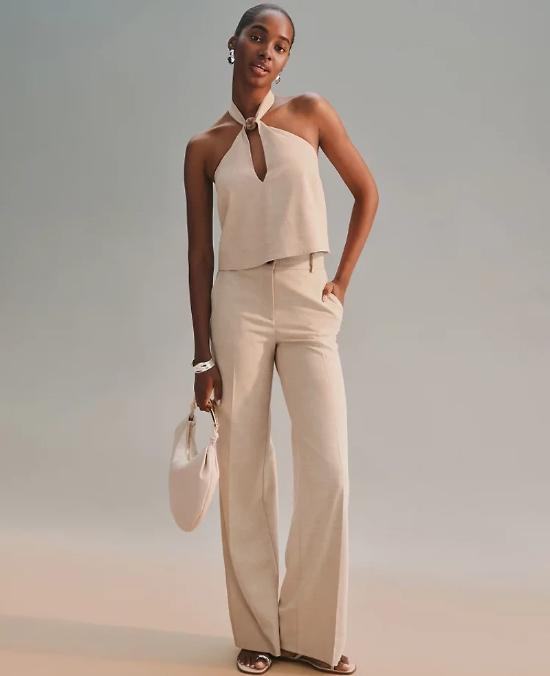 Ann Taylor The Petite Perfect Wide-Leg Pant Size 10 Sands Edge Women's