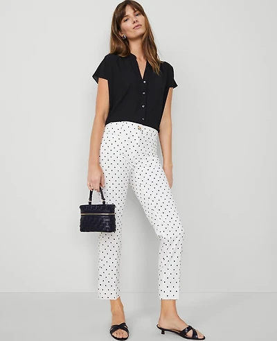 Ann Taylor The Petite Cotton Crop Pant Dot White Women's