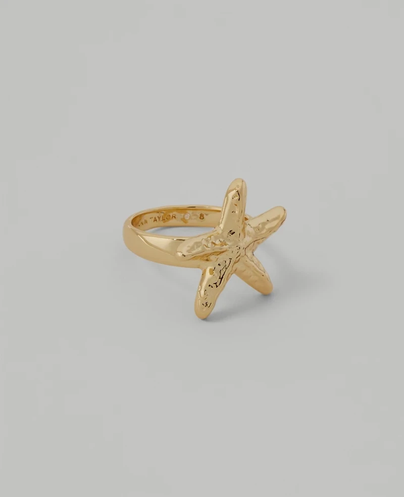 Ann Taylor Metal Starfish Ring Goldtone Women's