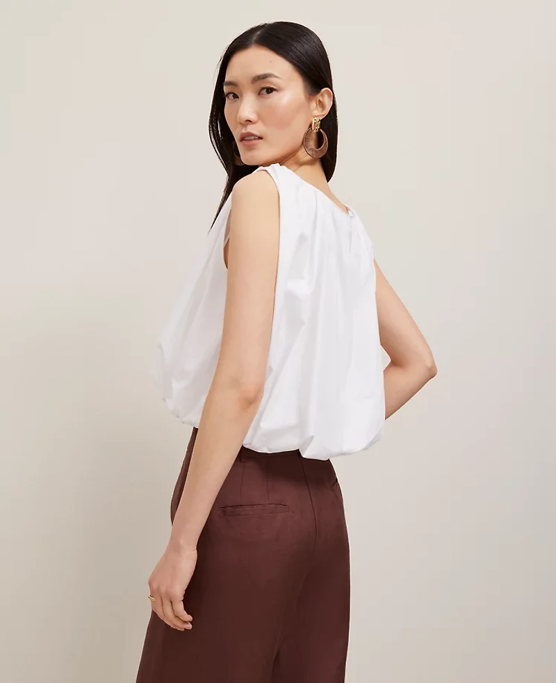 Ann Taylor Petite Bubble Hem Tank Top White Women's