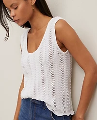 Ann Taylor Petite Crochet Sweater Shell Top White Women's
