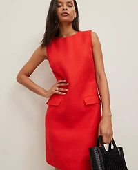 Ann Taylor Petite Flap Pocket Shift Dress Fiery Red Women's