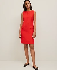 Ann Taylor Petite Flap Pocket Shift Dress Fiery Red Women's