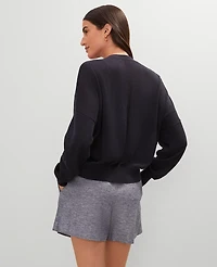 Ann Taylor Weekend Collection Linen Blend V-Neck Cardigan Size Large Night Sky Women's