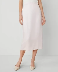 Ann Taylor Petite Sateen Column Midi Skirt Size 0 Pale Peony Women's