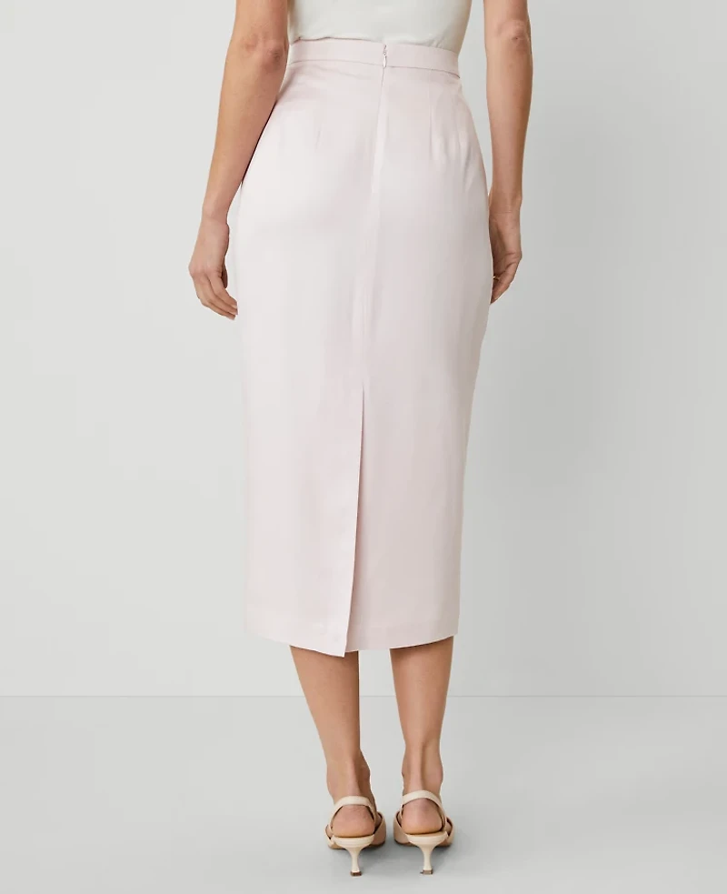 Ann Taylor Petite Sateen Column Midi Skirt Size 0 Pale Peony Women's