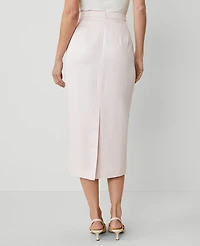 Ann Taylor Petite Sateen Column Midi Skirt Size 0 Pale Peony Women's