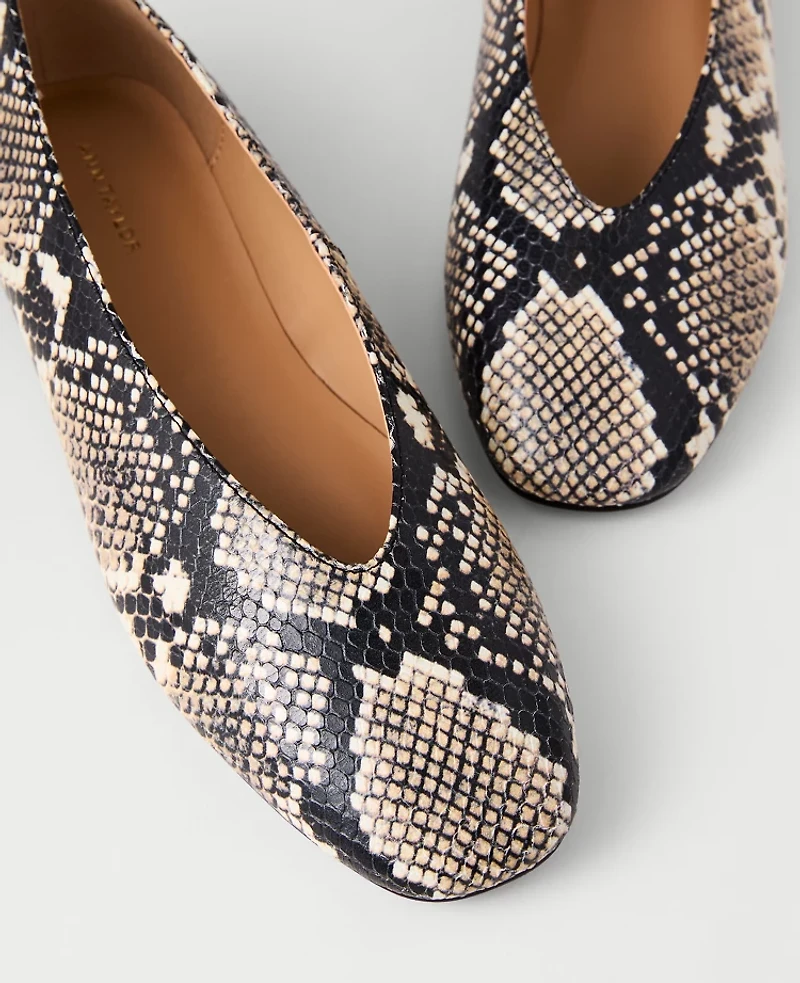 Ann Taylor Snake Ballet Flat Black Women's